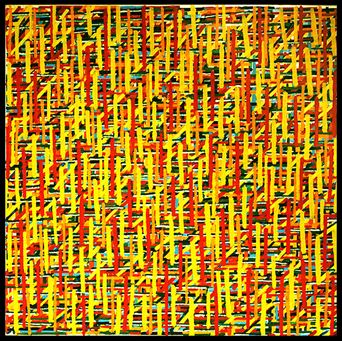 Målning-gula-och-röda-linjer